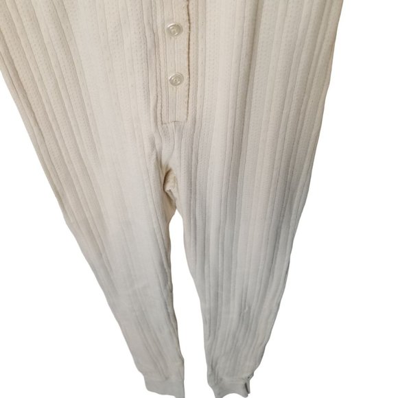 Victoria's Secret Country Womens S Cream Button Front One-Piece Thermal Pajamas - Picture 3 of 8